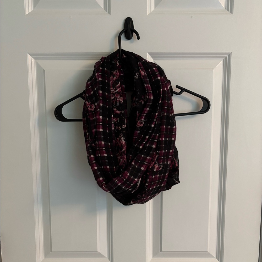Plaid and Floral Infinity Scarf